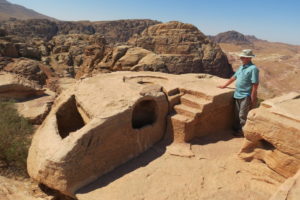 Hank Landes was one of two group members who trekked to the top of a mountain in the heart of Petra to see this Nabatean High Place of Sacrifice that was created and used at about the time of Christ.